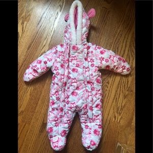 PINK PLATINUM Baby Girl Owl Snowsuit, 0-3 months